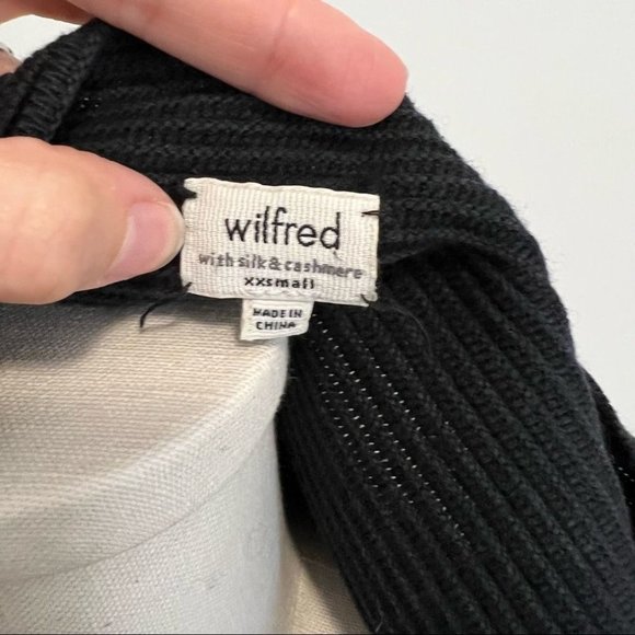 Aritzia Wilfred Black Blanchard Sweater Ribbed Knit Silk Cotton Cashmere Blend - Picture 14 of 15